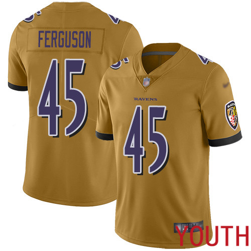 Baltimore Ravens Limited Gold Youth Jaylon Ferguson Jersey NFL Football #45 Inverted Legend